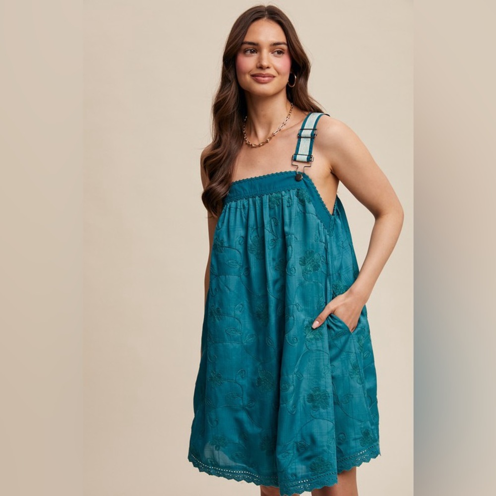 #123 New! Boho Embroidered Overall Dress